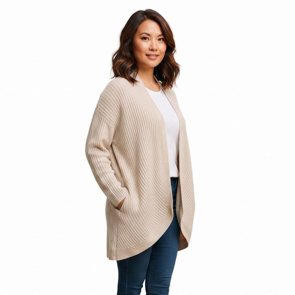 Dawlface Tan Cardigan Vest Shawl Open Front Layering Piece One Size